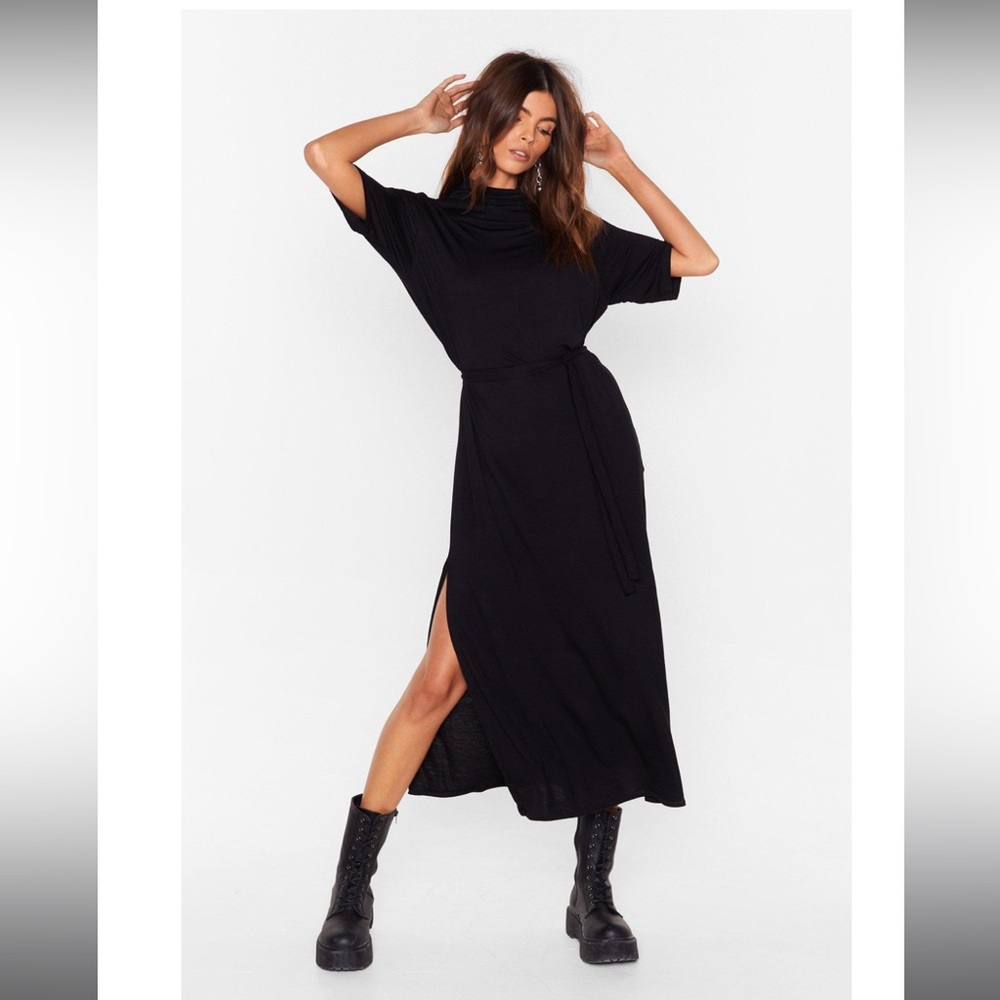 Back Belted Midi Dress